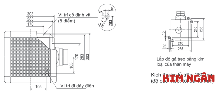 Quạt thông gió âm trần nối ống gió Mitsubishi VD-15Z4T6